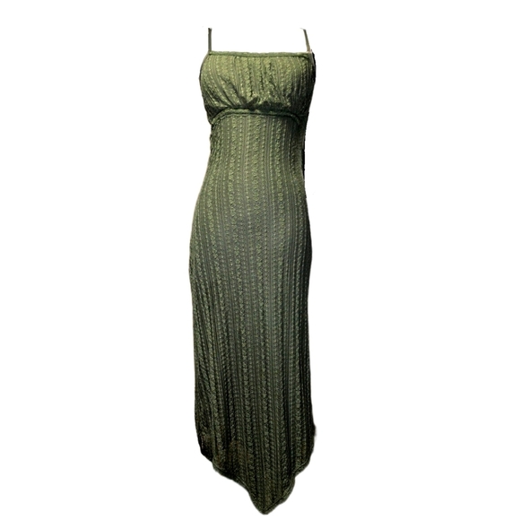 Dresses & Skirts - Fairy Grunge Lacy Stretch Midi Slip Dress - Seaturtle Green Jr Small - Y2K - NEW